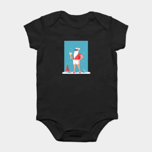 Funny Santa Tropical Christmas Baby Bodysuit by logiamerch